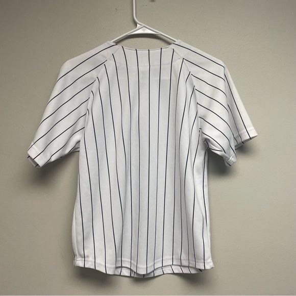 Russell Athletic New York Yankees Pinstripe Button Down Jersey Size 10/12 - Picture 4 of 7